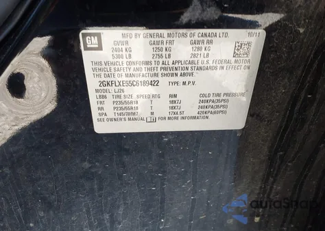 2012 GMC Terrain Slt-2 z USA, uszkodzony, nr VIN 2GKFLXE55C6189422